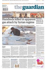 The Guardian () Newspaper Front Page for 22 August 2013