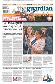 The Guardian () Newspaper Front Page for 22 August 2014
