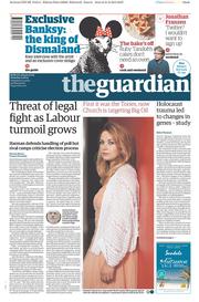 The Guardian () Newspaper Front Page for 22 August 2015