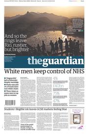 The Guardian () Newspaper Front Page for 22 August 2016