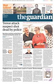 The Guardian () Newspaper Front Page for 22 August 2017