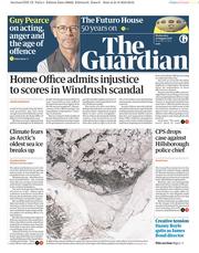 The Guardian () Newspaper Front Page for 22 August 2018