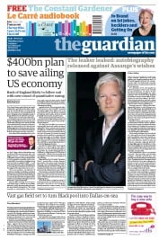 The Guardian () Newspaper Front Page for 22 September 2011