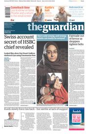 The Guardian () Newspaper Front Page for 23 February 2015