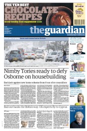 The Guardian () Newspaper Front Page for 23 March 2013