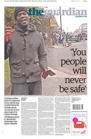 The Guardian () Newspaper Front Page for 23 May 2013