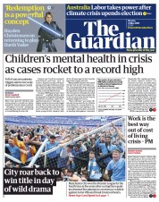 The Guardian () Newspaper Front Page for 23 May 2022