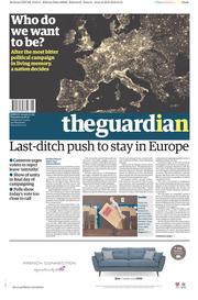 The Guardian () Newspaper Front Page for 23 June 2016