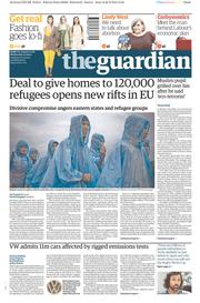 The Guardian () Newspaper Front Page for 23 September 2015