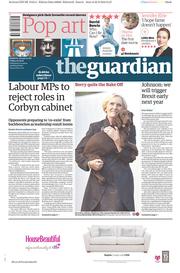 The Guardian () Newspaper Front Page for 23 September 2016