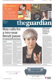 The Guardian () Newspaper Front Page for 23 September 2017