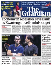 The Guardian () Newspaper Front Page for 23 September 2022