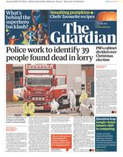 The Guardian () Newspaper Front Page for 24 October 2019