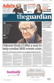 The Guardian () Newspaper Front Page for 24 November 2015
