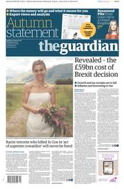 The Guardian () Newspaper Front Page for 24 November 2016