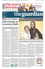 The Guardian () Newspaper Front Page for 24 December 2014