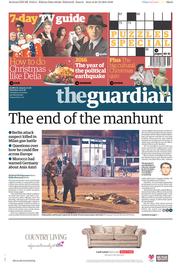 The Guardian () Newspaper Front Page for 24 December 2016