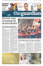 The Guardian () Newspaper Front Page for 24 July 2017