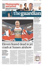 The Guardian () Newspaper Front Page for 24 August 2015