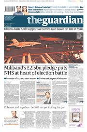 The Guardian () Newspaper Front Page for 24 September 2014