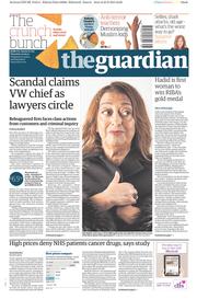 The Guardian () Newspaper Front Page for 24 September 2015