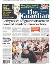 The Guardian () Newspaper Front Page for 24 September 2019