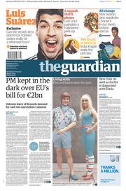 The Guardian () Newspaper Front Page for 25 October 2014