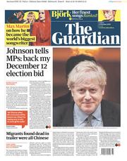 The Guardian () Newspaper Front Page for 25 October 2019