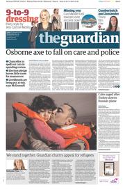 The Guardian () Newspaper Front Page for 25 November 2015