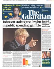 The Guardian () Newspaper Front Page for 25 November 2019