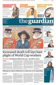 The Guardian () Newspaper Front Page for 25 January 2014