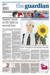 The Guardian () Newspaper Front Page for 25 April 2013