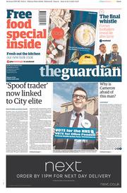 The Guardian () Newspaper Front Page for 25 April 2015