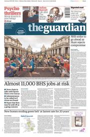 The Guardian () Newspaper Front Page for 25 April 2016
