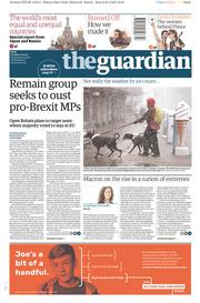 The Guardian () Newspaper Front Page for 25 April 2017