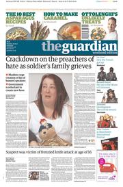 The Guardian () Newspaper Front Page for 25 May 2013