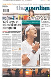 The Guardian () Newspaper Front Page for 25 June 2013