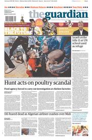 The Guardian () Newspaper Front Page for 25 July 2014