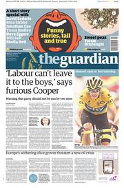 The Guardian () Newspaper Front Page for 25 July 2015
