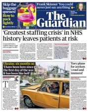 The Guardian () Newspaper Front Page for 25 July 2022