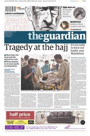 The Guardian () Newspaper Front Page for 25 September 2015