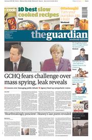 The Guardian () Newspaper Front Page for 26 October 2013