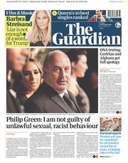 The Guardian () Newspaper Front Page for 26 October 2018
