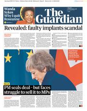 The Guardian () Newspaper Front Page for 26 November 2018