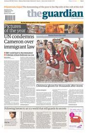 The Guardian () Newspaper Front Page for 26 December 2013
