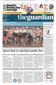 The Guardian () Newspaper Front Page for 26 December 2014