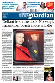 The Guardian () Newspaper Front Page for 26 July 2011