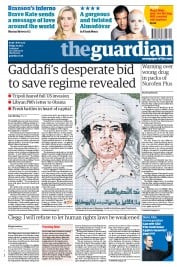 The Guardian () Newspaper Front Page for 26 August 2011