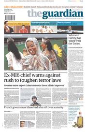 The Guardian () Newspaper Front Page for 26 August 2014