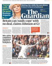 The Guardian () Newspaper Front Page for 26 August 2019